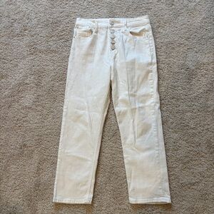 Gap women's White High Rise Straight Crop Jeans with Button-Fly Size 8/Waist 29